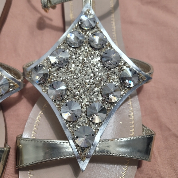 Miu Miu Metallic Sandals with Crystal Embellishments - Picture 5 of 5